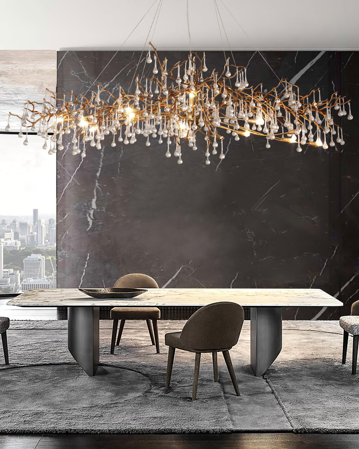 Lustra Chandelier Brass Crystal Branch - Letslighting