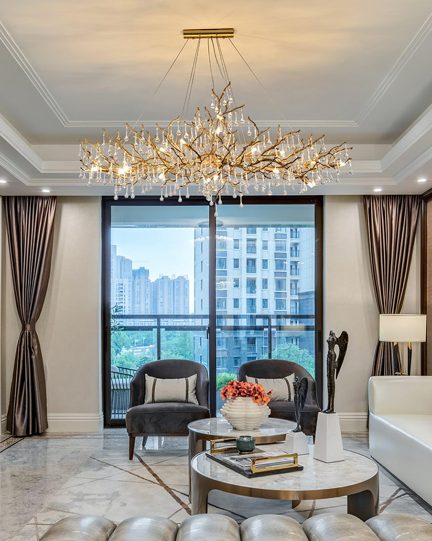Lustra Chandelier Brass Crystal Branch - Letslighting