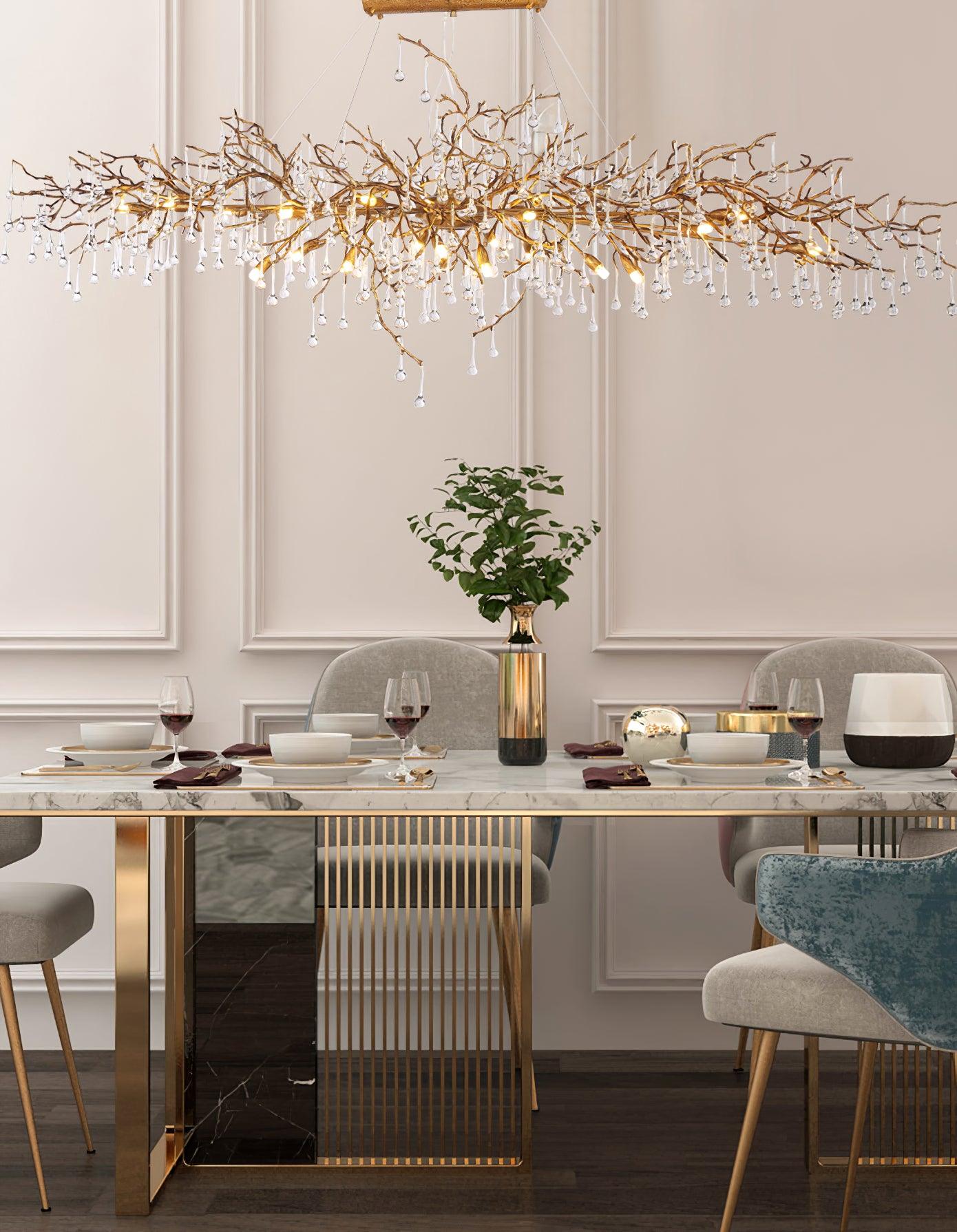Lustra Chandelier Brass Crystal Branch - Letslighting