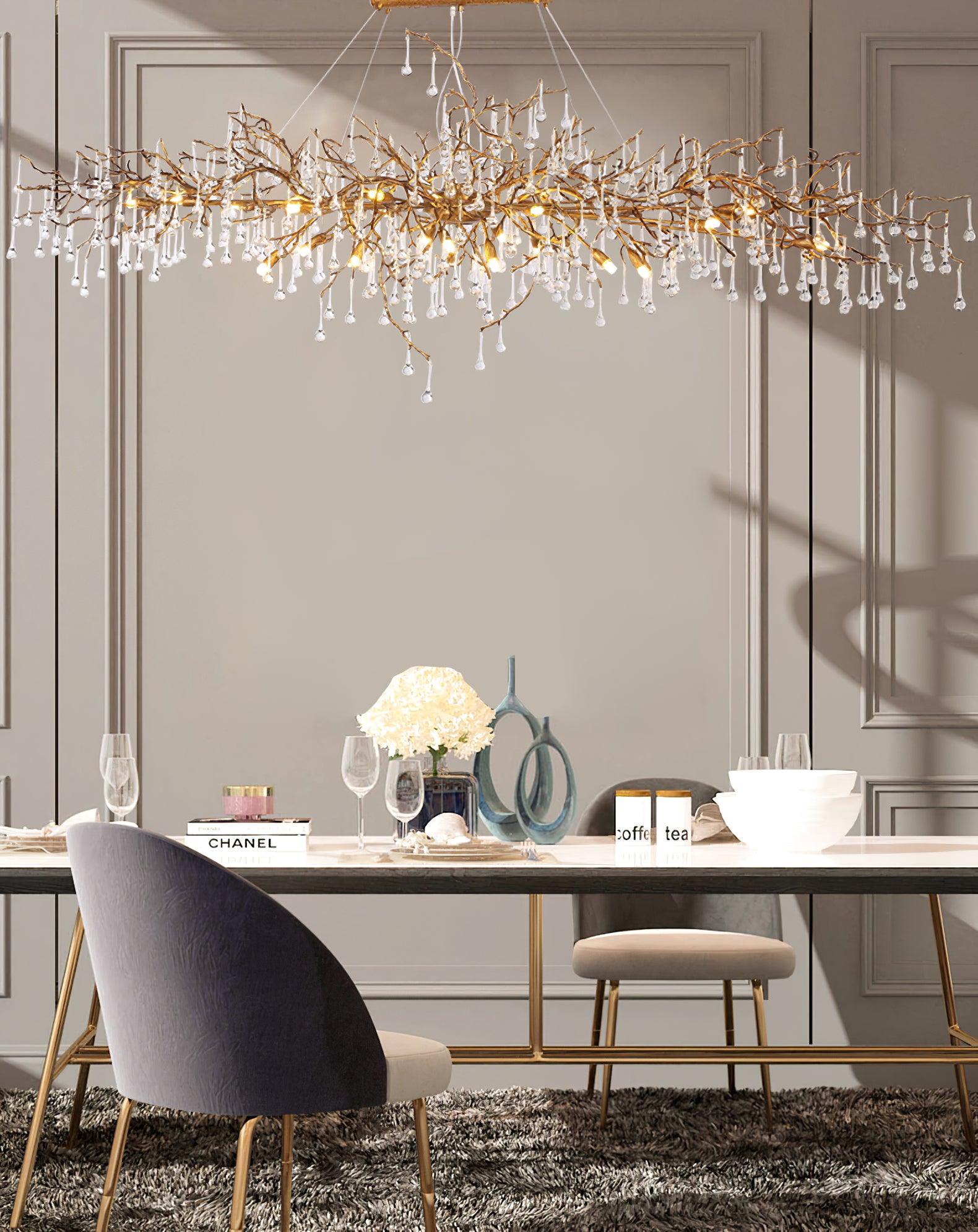 Lustra Chandelier Brass Crystal Branch - Letslighting
