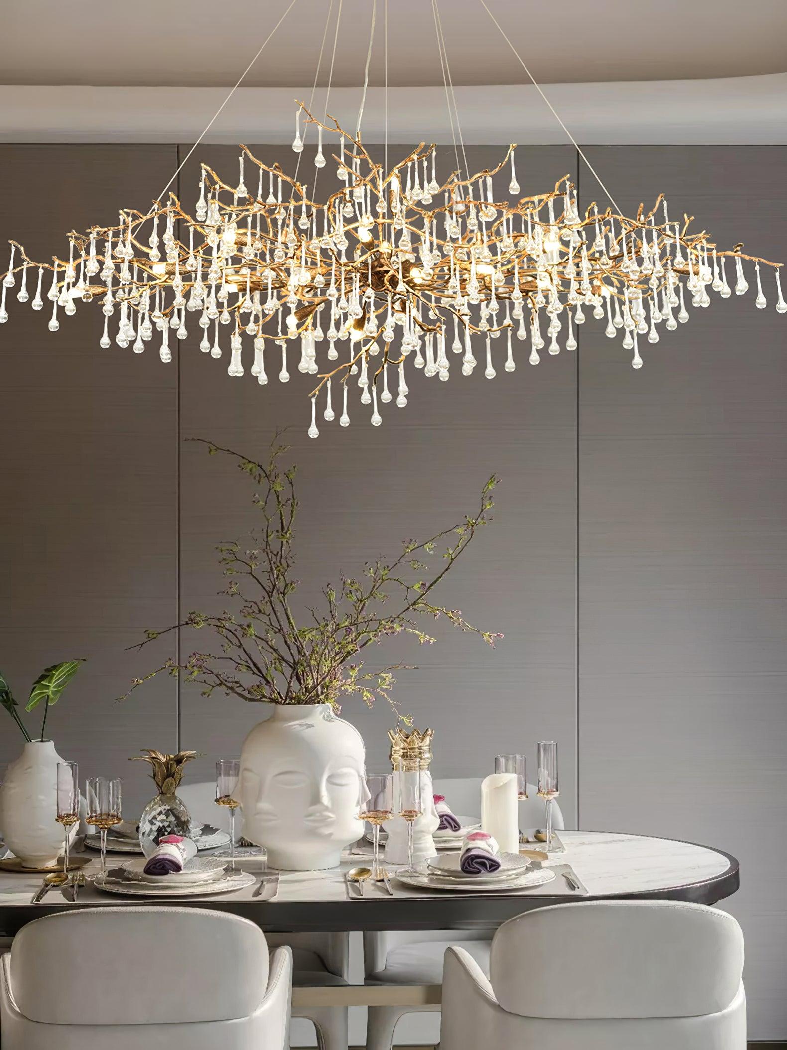 Lustra Chandelier Brass Crystal Branch - Letslighting