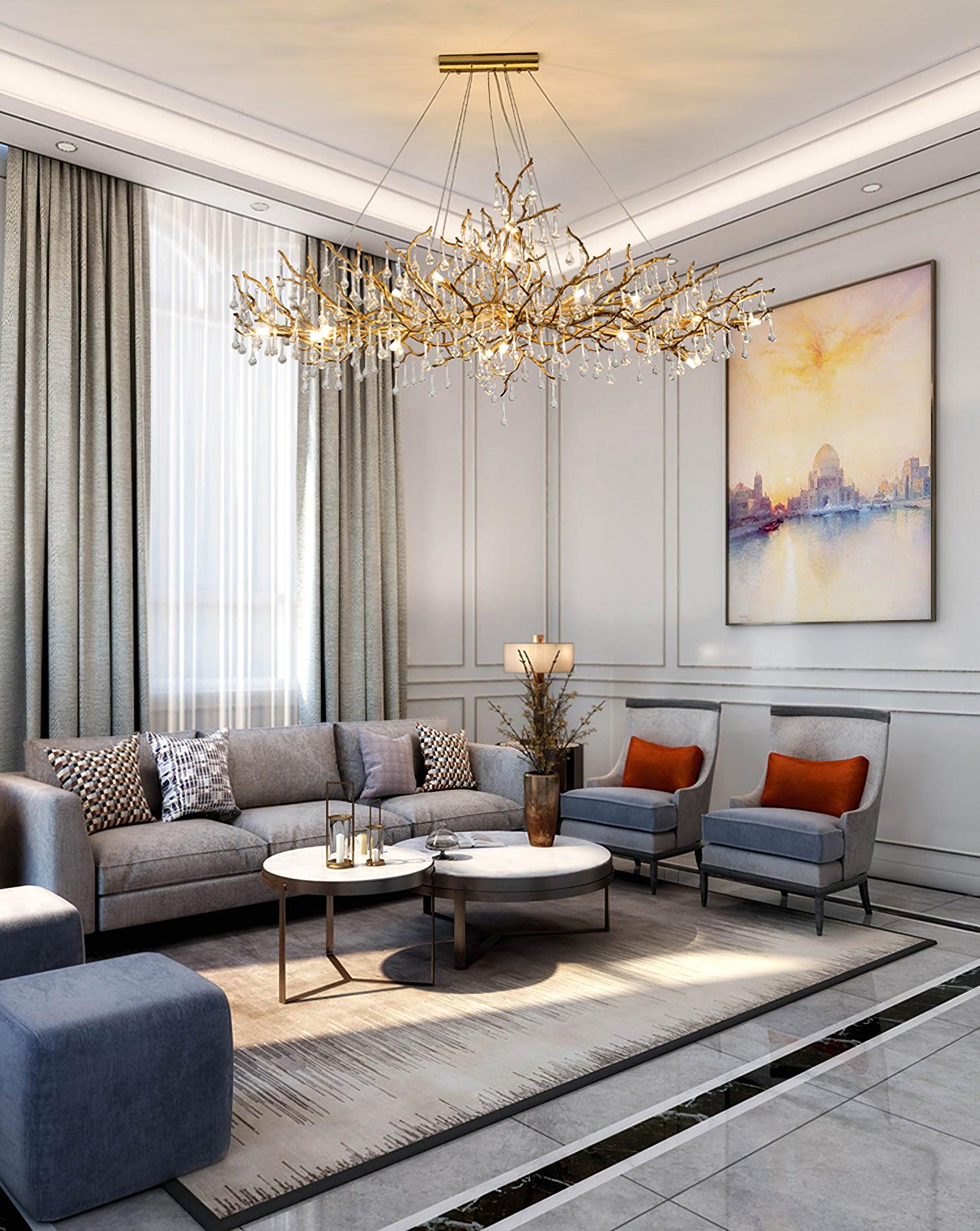 Lustra Chandelier Brass Crystal Branch - Letslighting