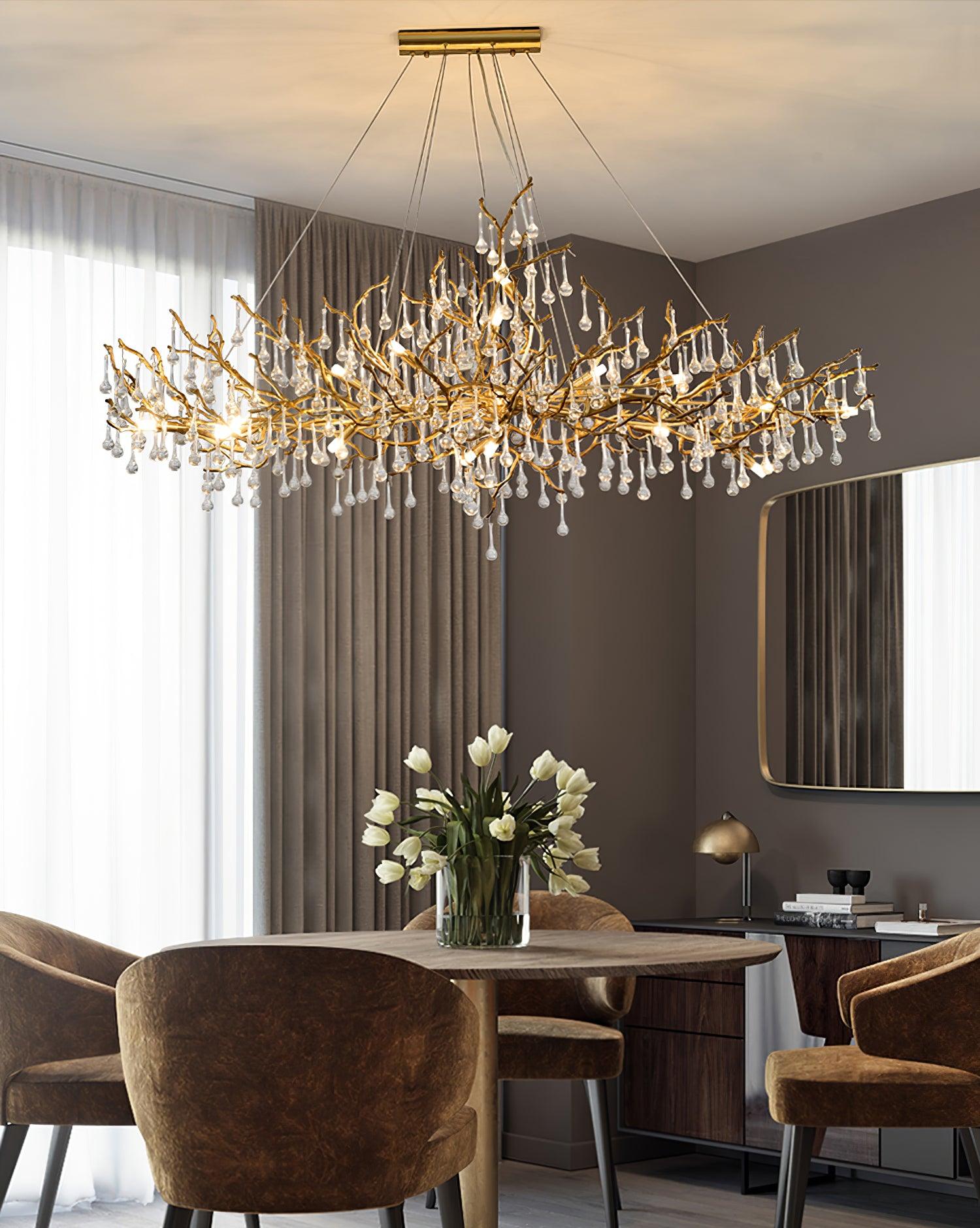 Lustra Chandelier Brass Crystal Branch - Letslighting