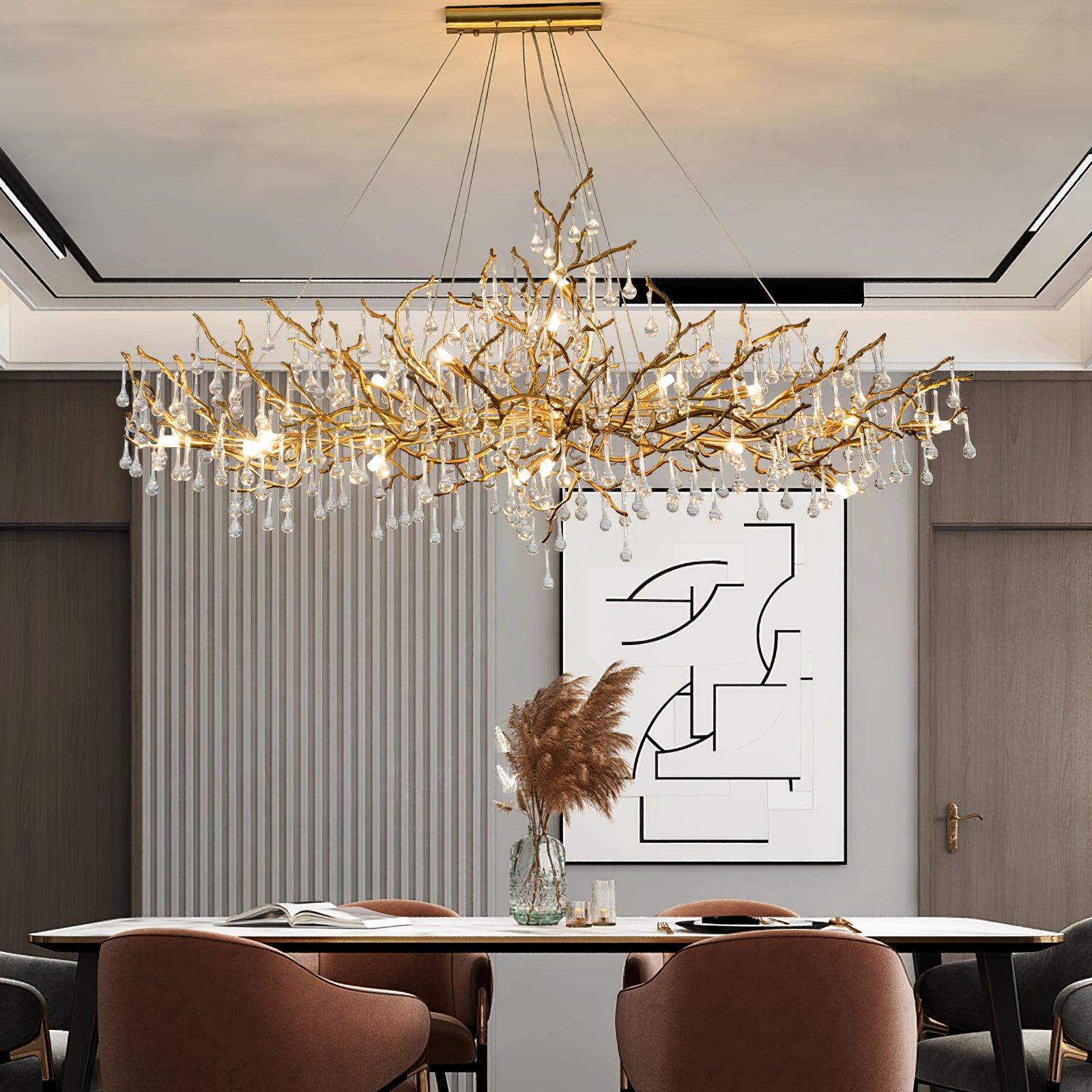 Lustra Chandelier Brass Crystal Branch - Letslighting
