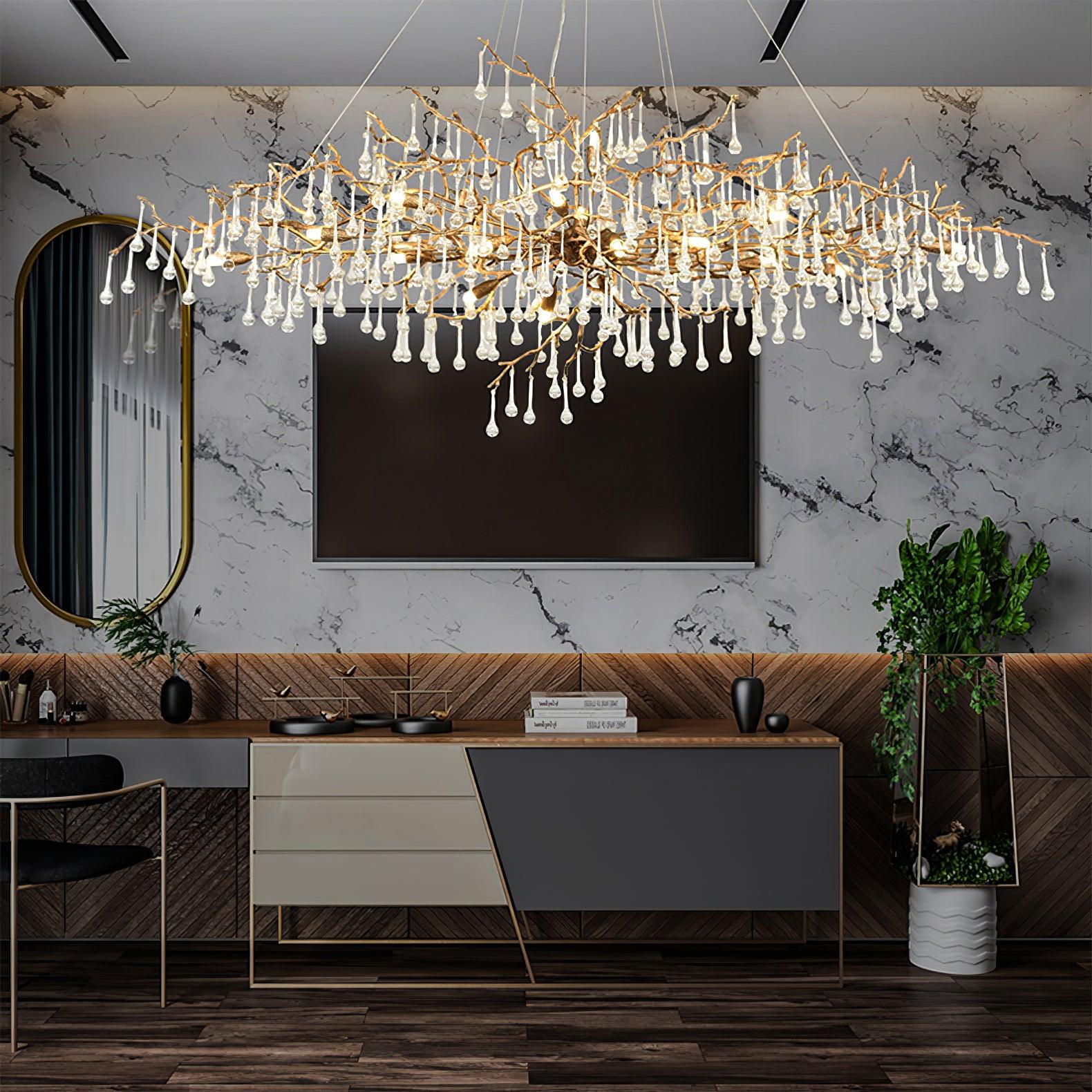 Lustra Chandelier Brass Crystal Branch - Letslighting