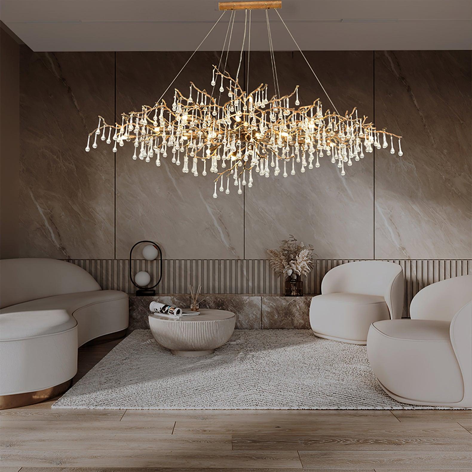 Lustra Chandelier Brass Crystal Branch - Letslighting