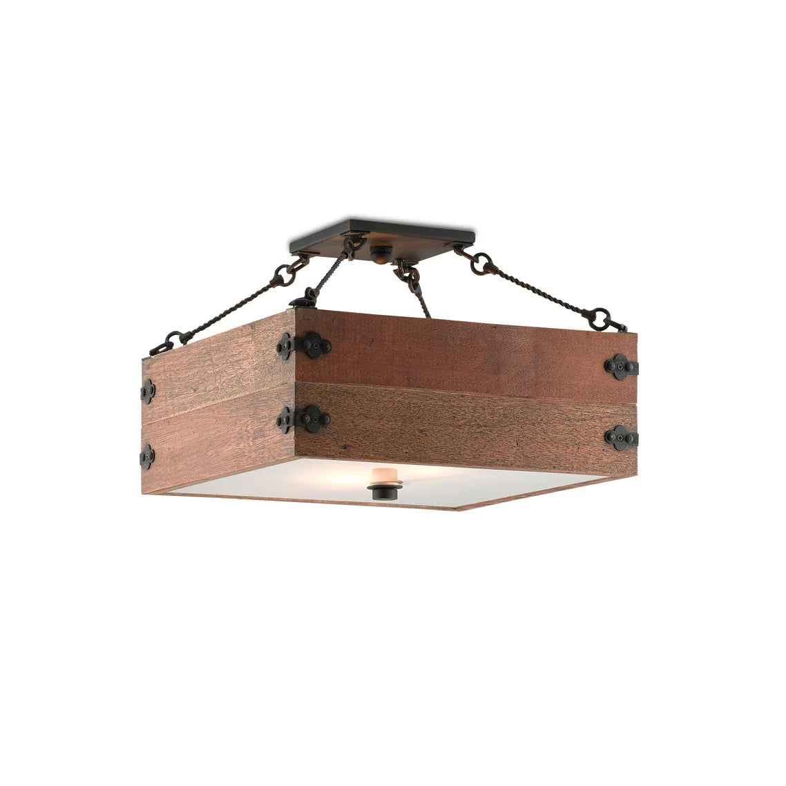 Vintage Industrial Wooden Semi-Flush Ceiling Lamp - Letslighting