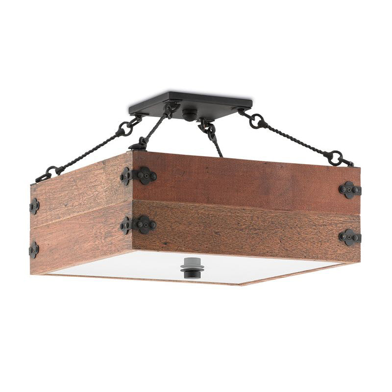 Vintage Industrial Wooden Semi-Flush Ceiling Lamp - Letslighting