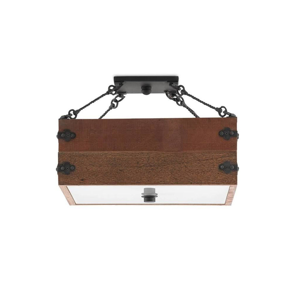 Vintage Industrial Wooden Semi-Flush Ceiling Lamp - Letslighting