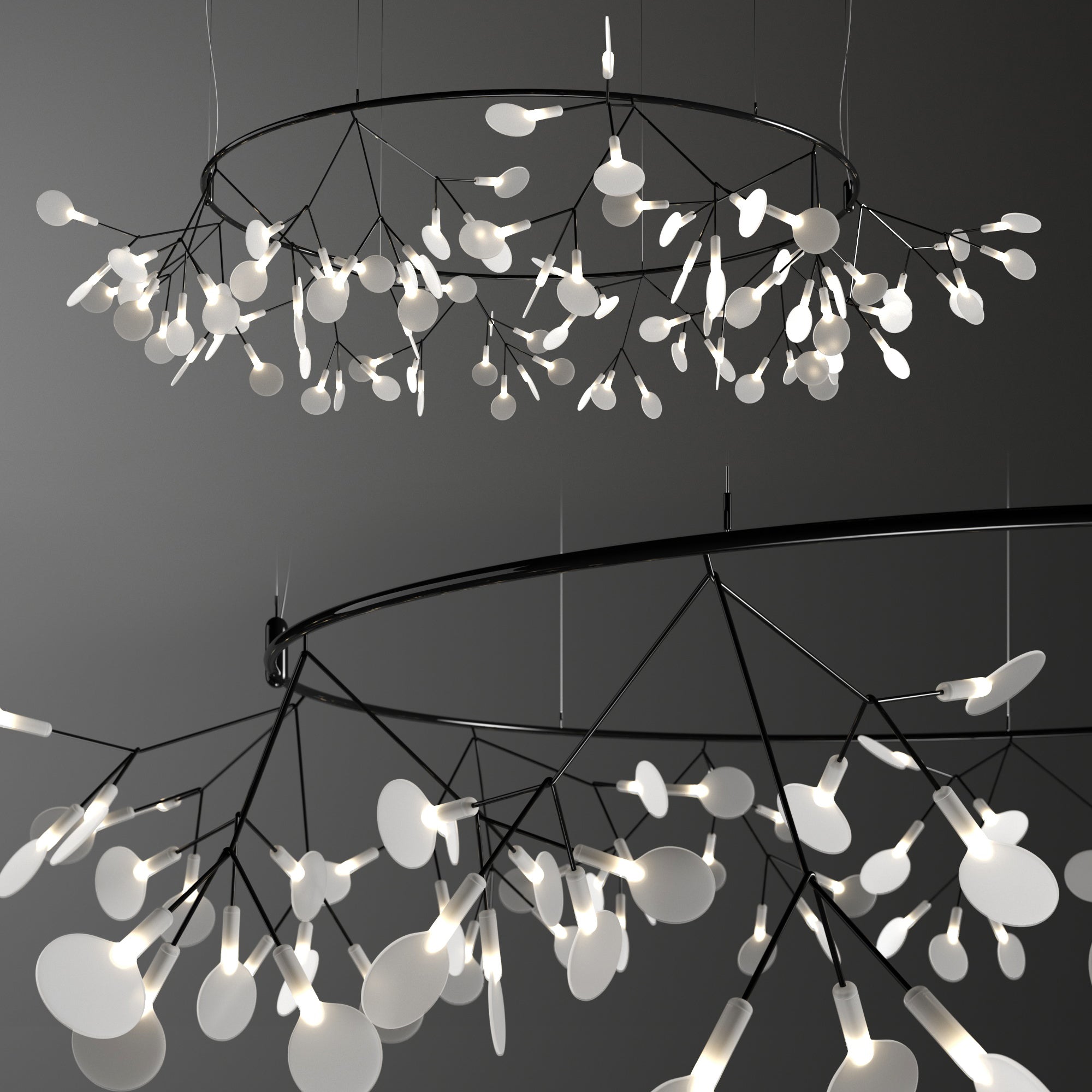 Lustra Chandelier Black Ring Firefly Branch - Letslighting