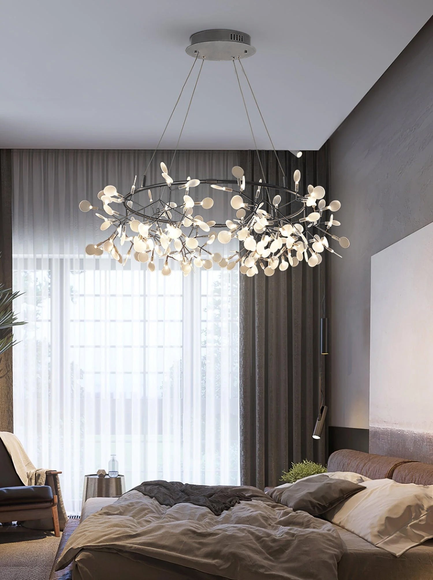 Lustra Chandelier Black Ring Firefly Branch - Letslighting