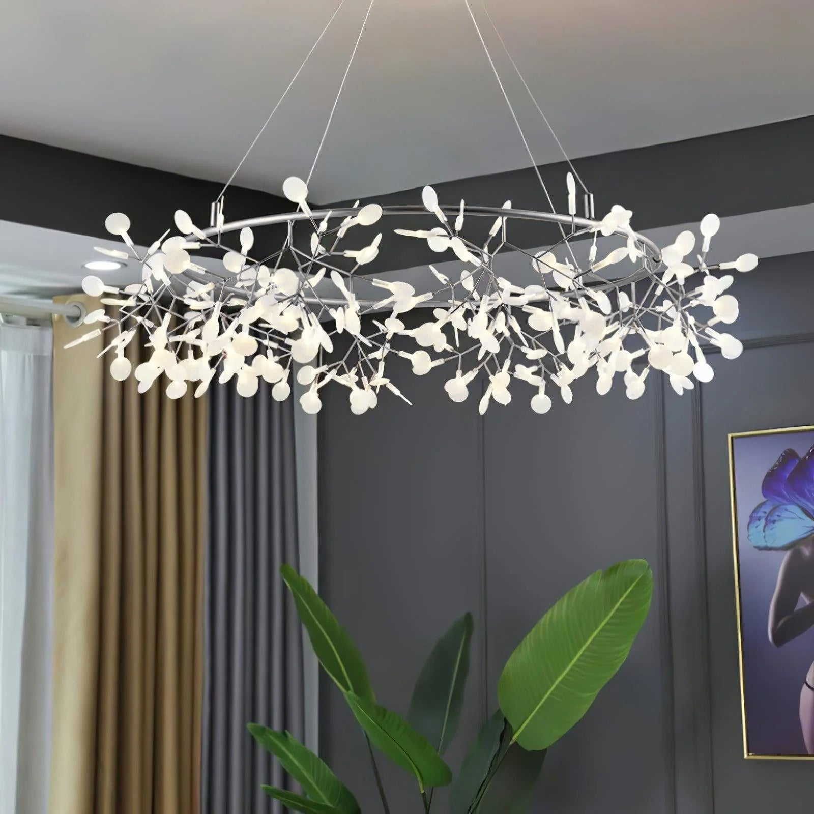 Lustra Chandelier Black Ring Firefly Branch - Letslighting