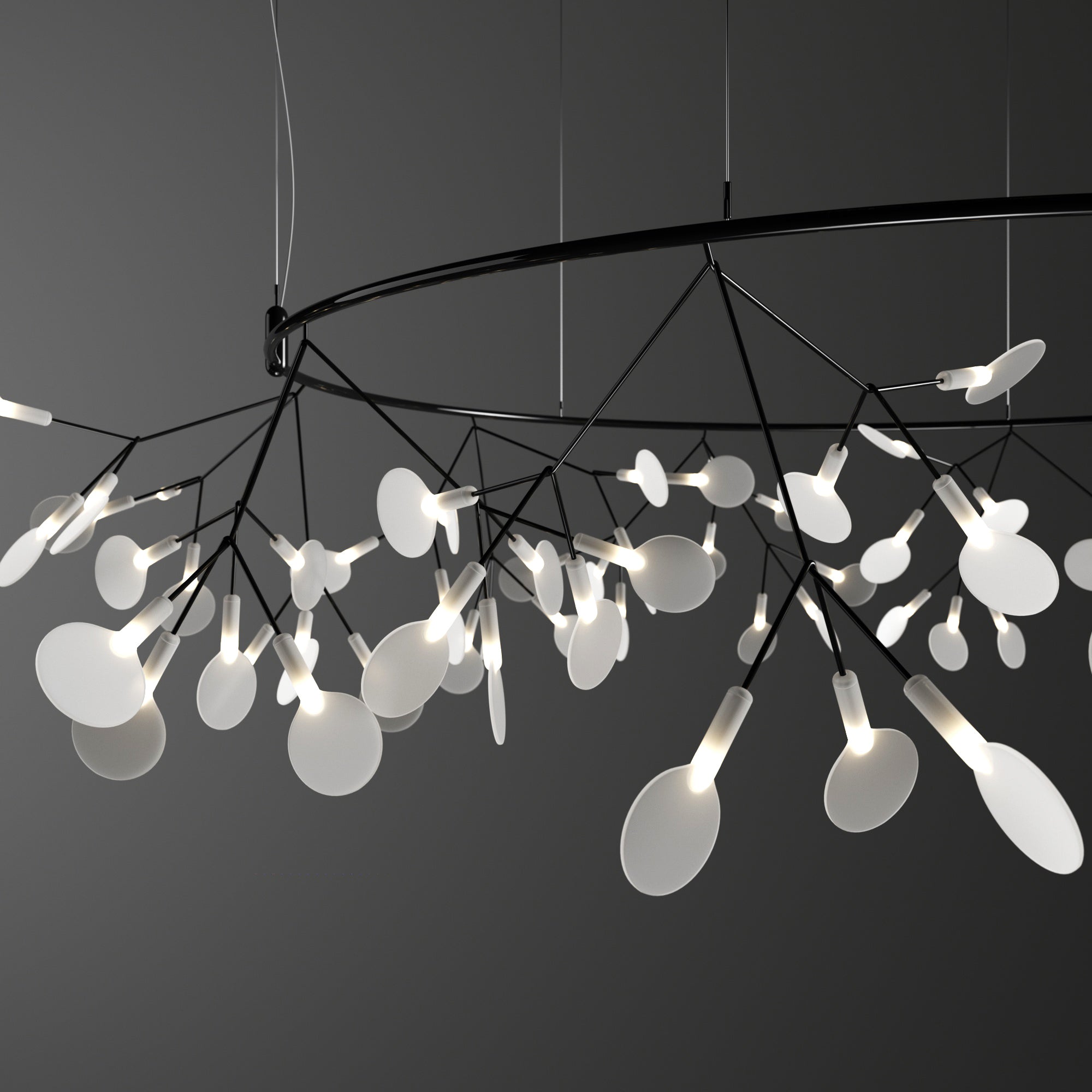 Lustra Chandelier Black Ring Firefly Branch - Letslighting