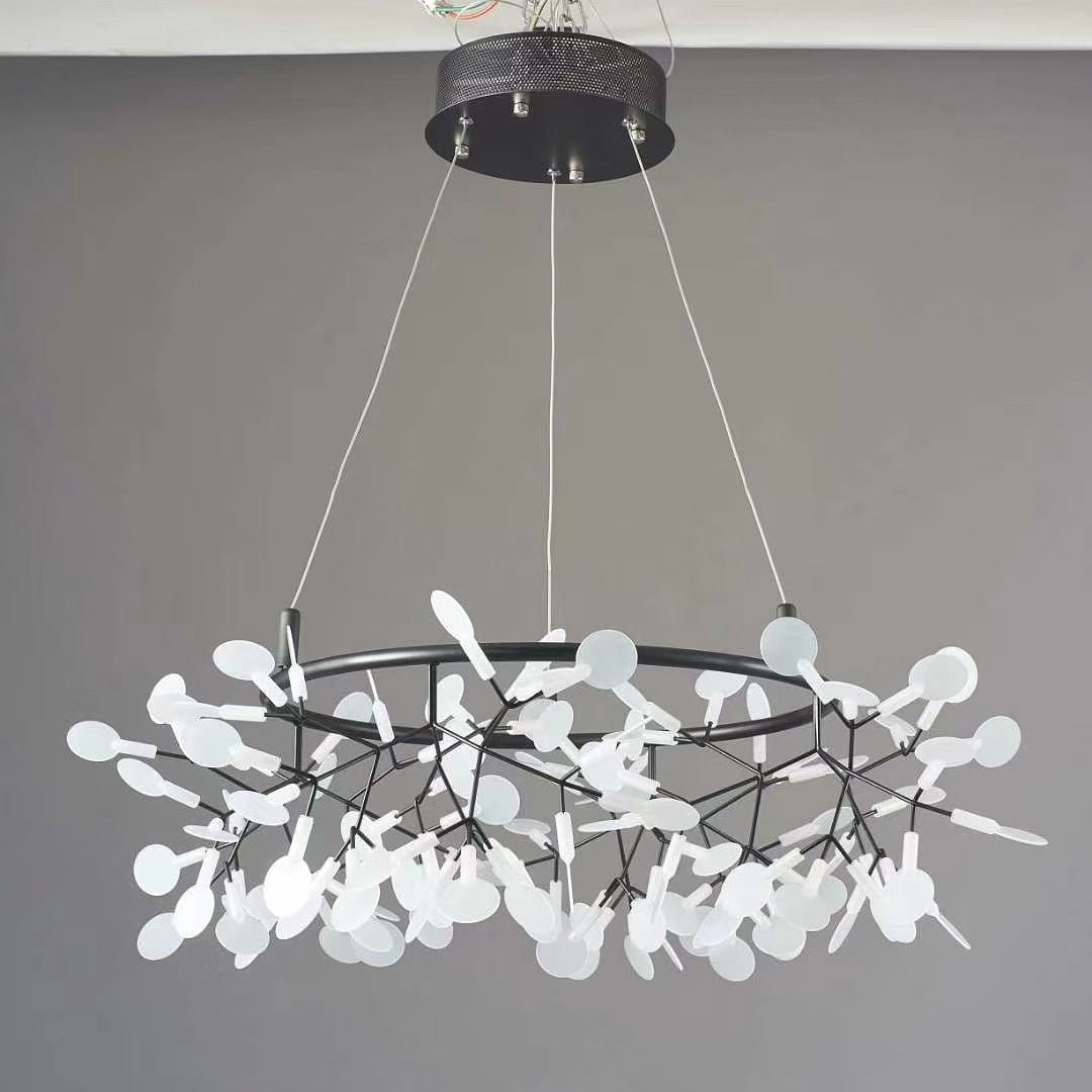 Lustra Chandelier Black Ring Firefly Branch - Letslighting