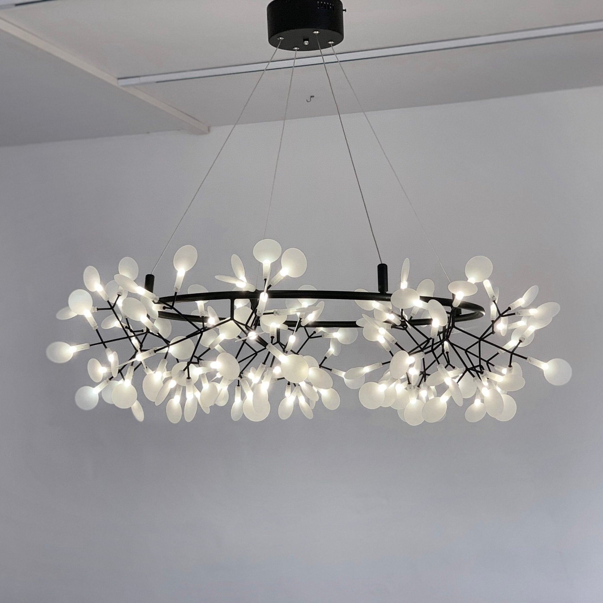 Lustra Chandelier Black Ring Firefly Branch - Letslighting