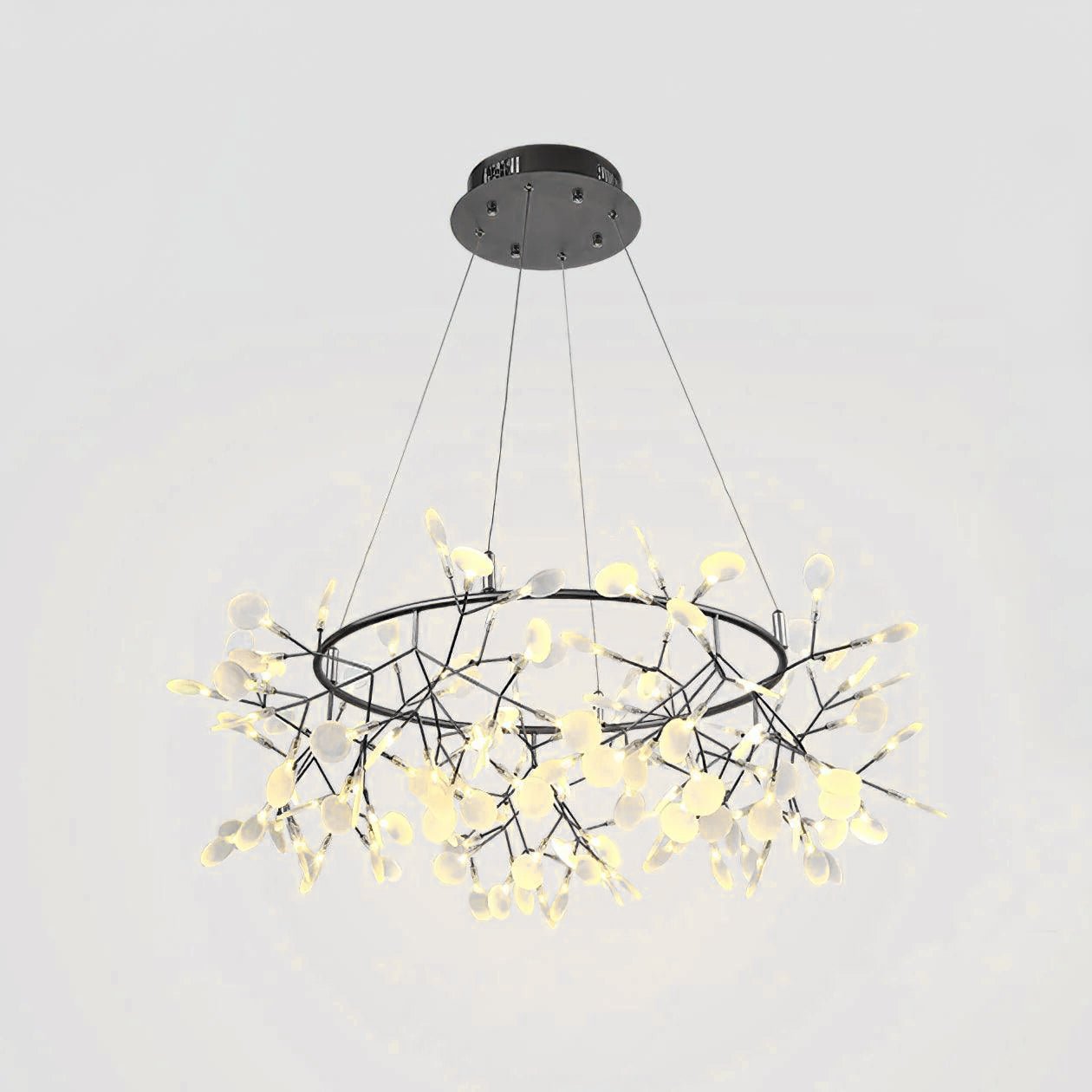 Lustra Chandelier Black Ring Firefly Branch - Letslighting
