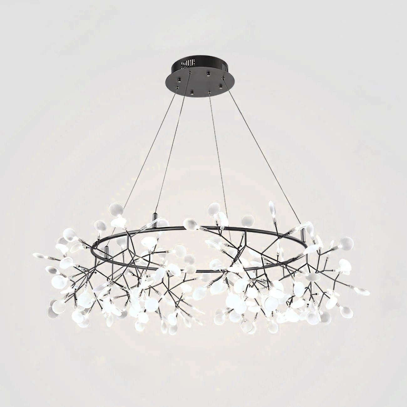 Lustra Chandelier Black Ring Firefly Branch - Letslighting