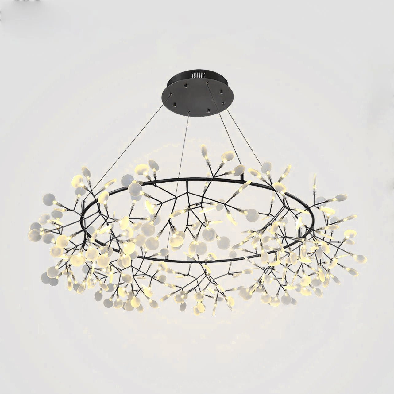 Lustra Chandelier Black Ring Firefly Branch - Letslighting