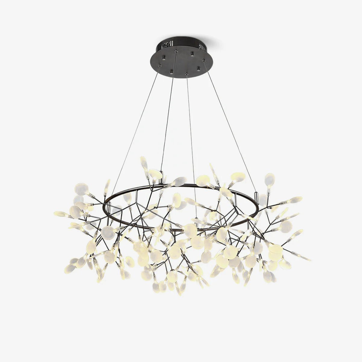 Lustra Chandelier Black Ring Firefly Branch - Letslighting