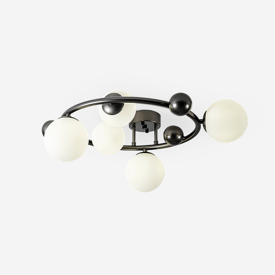 Keden Ceiling Light Black Orbital Frosted Glass Shades - Letslighting