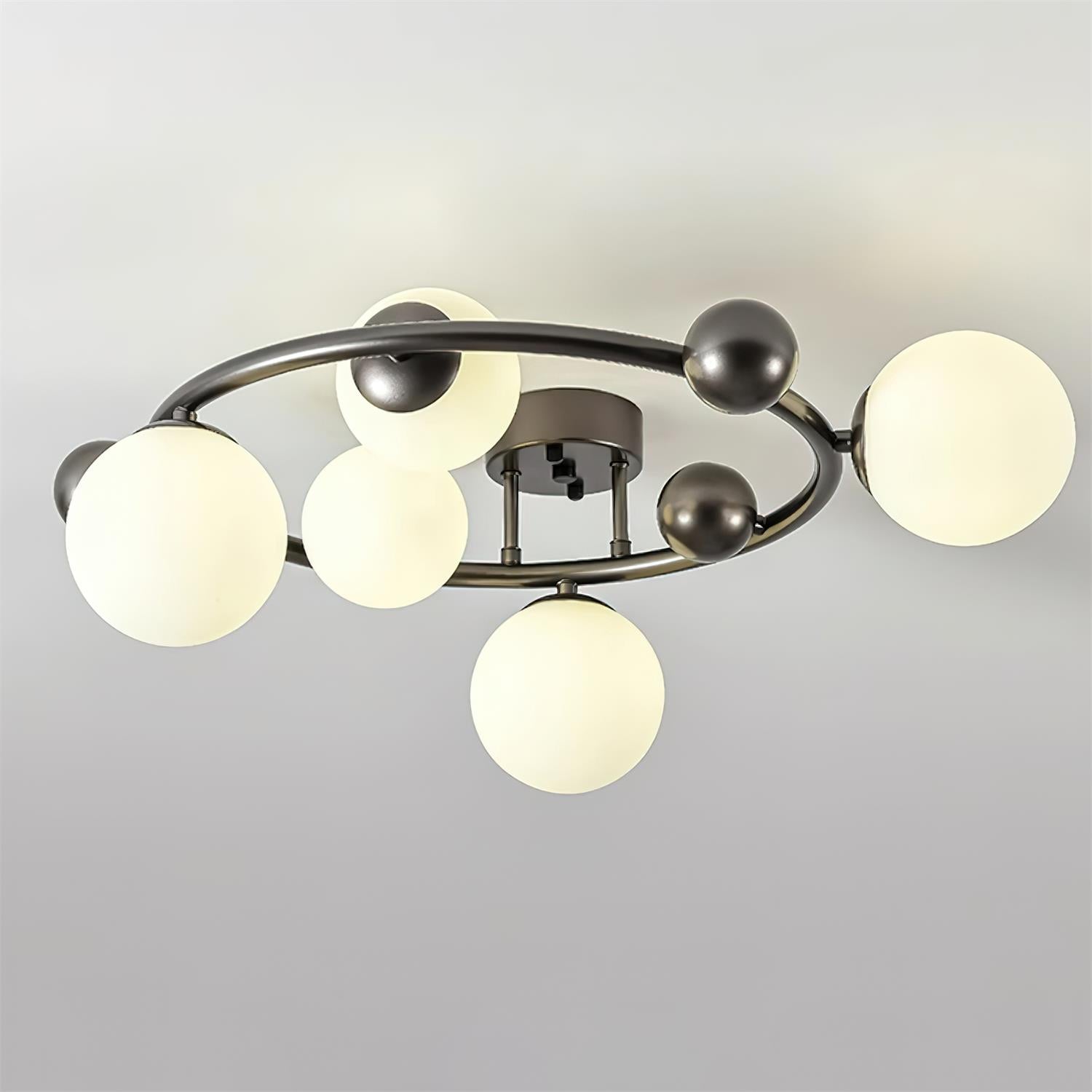 Keden Ceiling Light Black Orbital Frosted Glass Shades - Letslighting