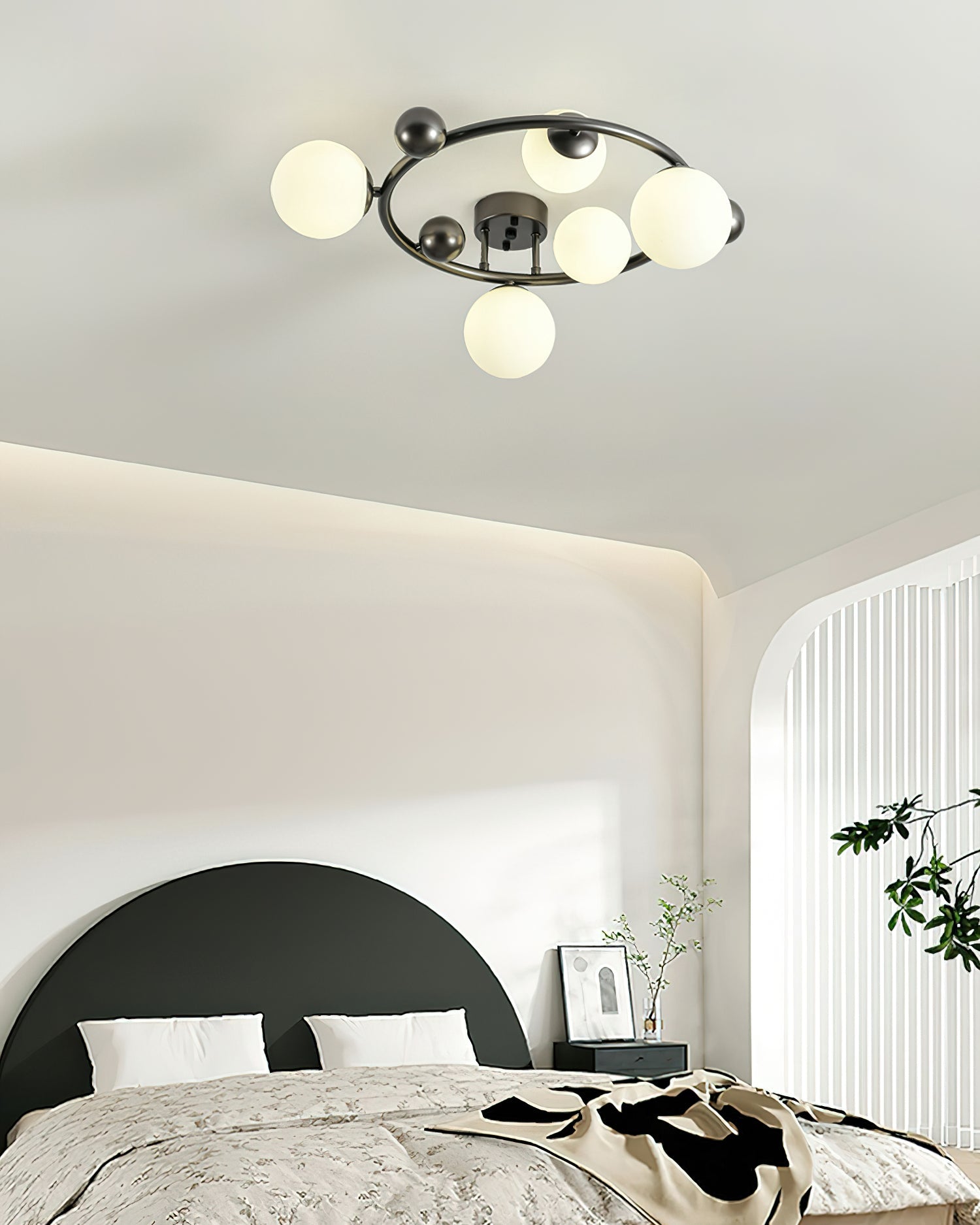 Keden Ceiling Light Black Orbital Frosted Glass Shades - Letslighting