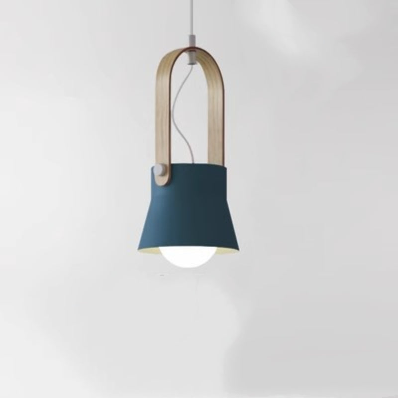 Valentina Vintage Pendant Light Black/Orange Metal/Wood Bedroom