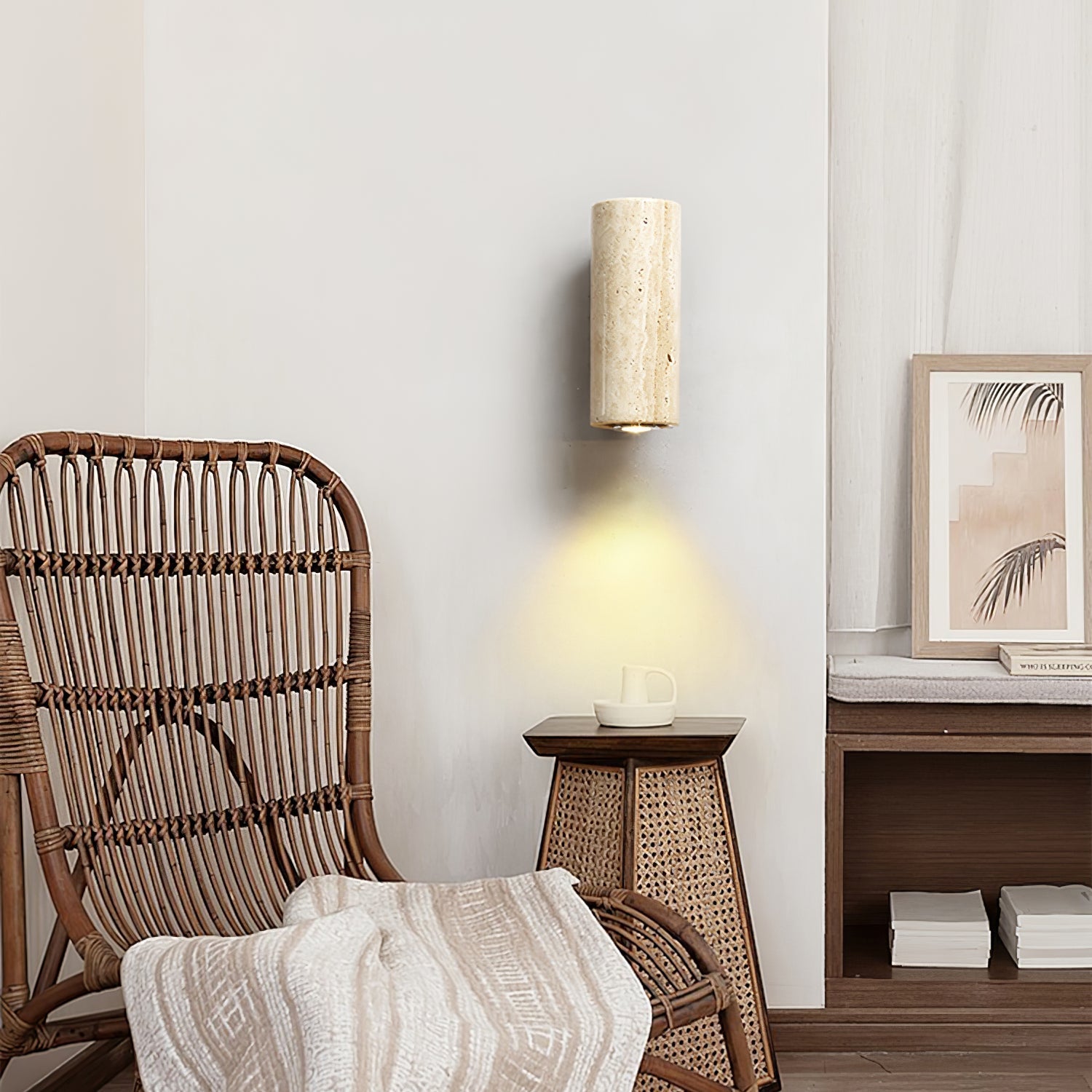Veyrila Rectangular Travertine Wall Light - Letslighting