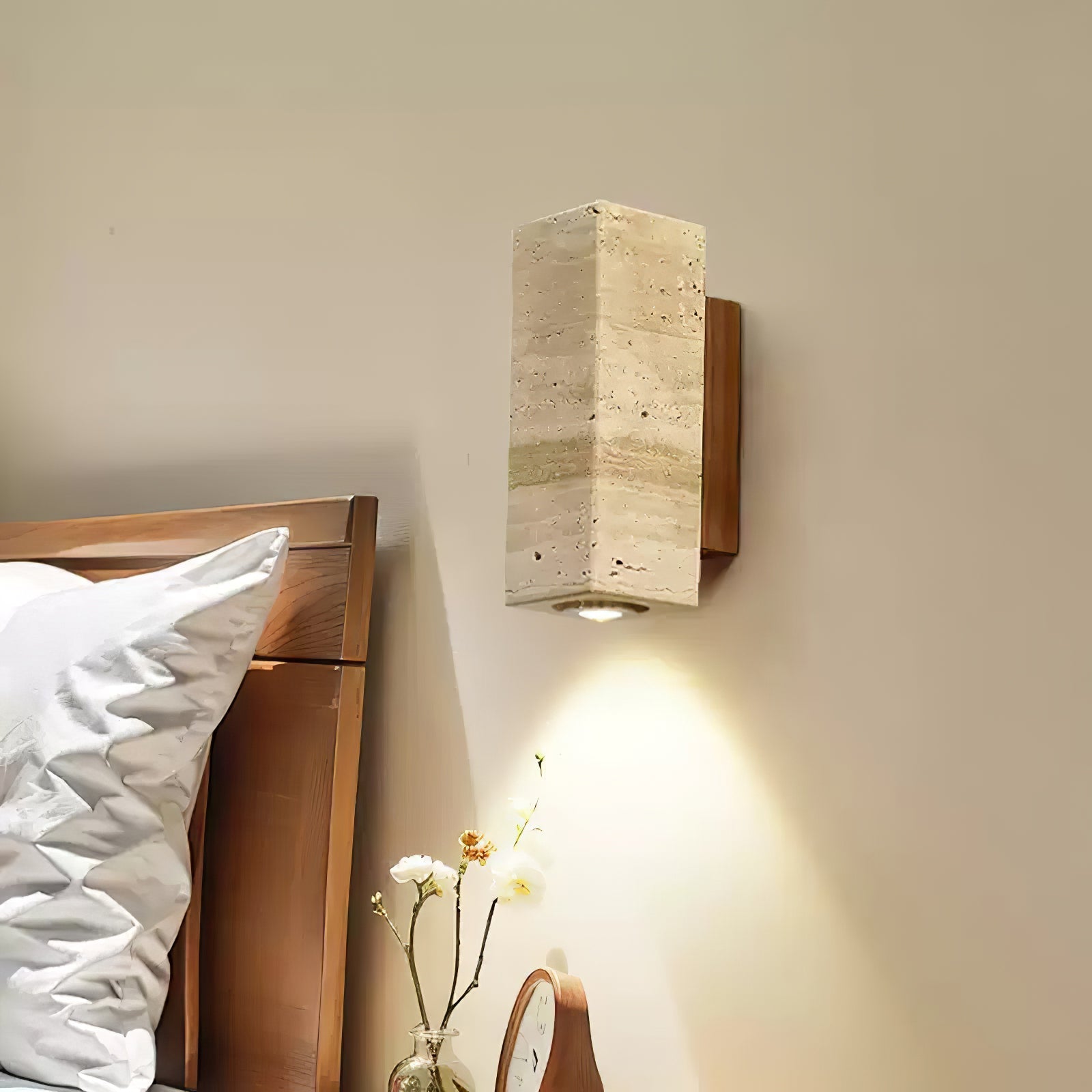 Veyrila Rectangular Travertine Wall Light - Letslighting