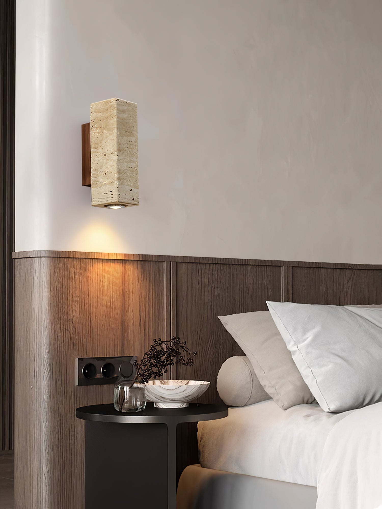 Veyrila Rectangular Travertine Wall Light - Letslighting