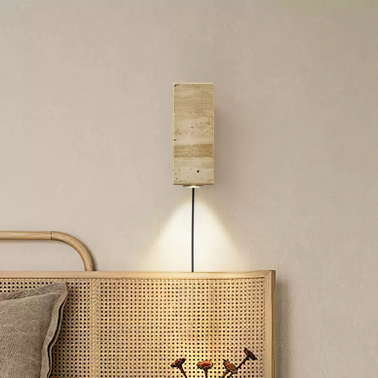 Veyrila Rectangular Travertine Wall Light - Letslighting