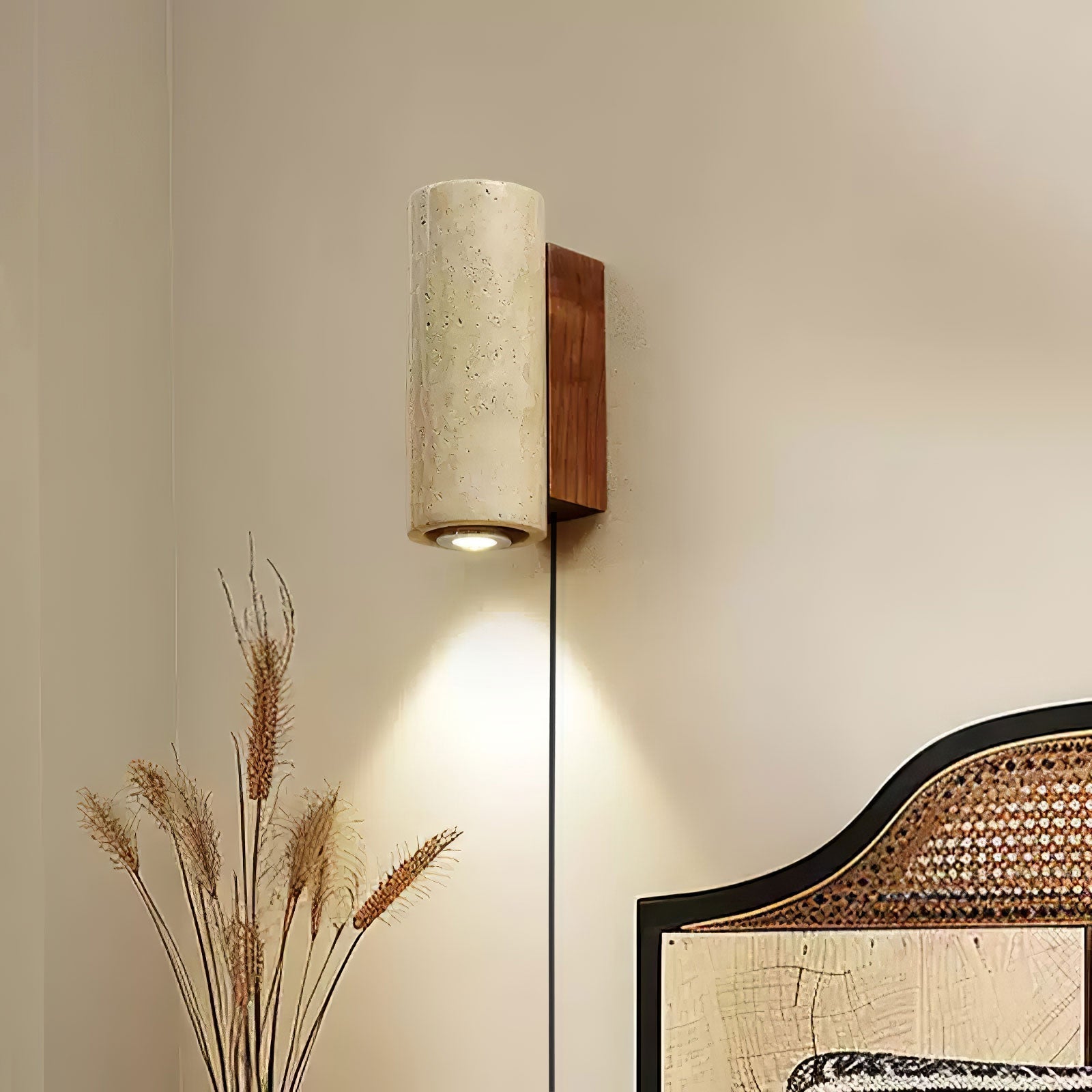 Veyrila Rectangular Travertine Wall Light - Letslighting