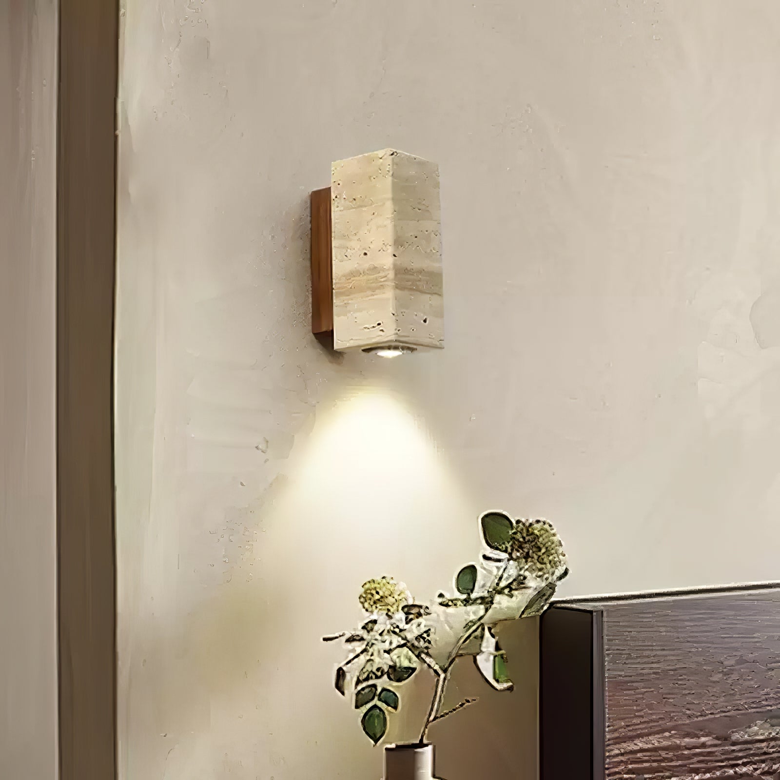 Veyrila Rectangular Travertine Wall Light - Letslighting