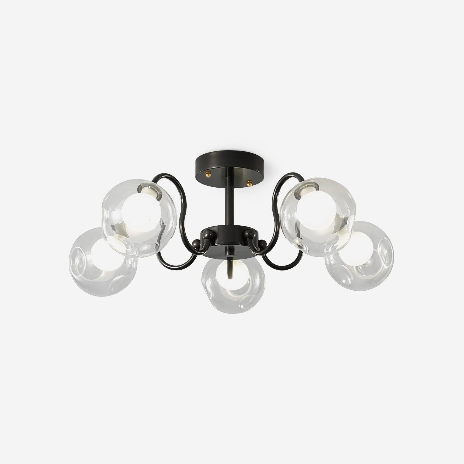 Orb Ceiling Light Glass Bloom Globe Black Frame - Letslighting