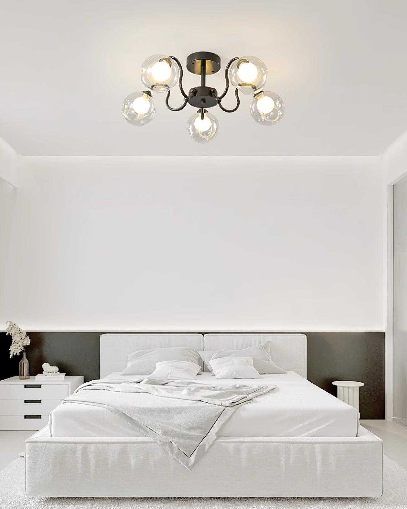 Orb Ceiling Lamp Bloom Glass Globe Arms Modern Living Room - Letslighting