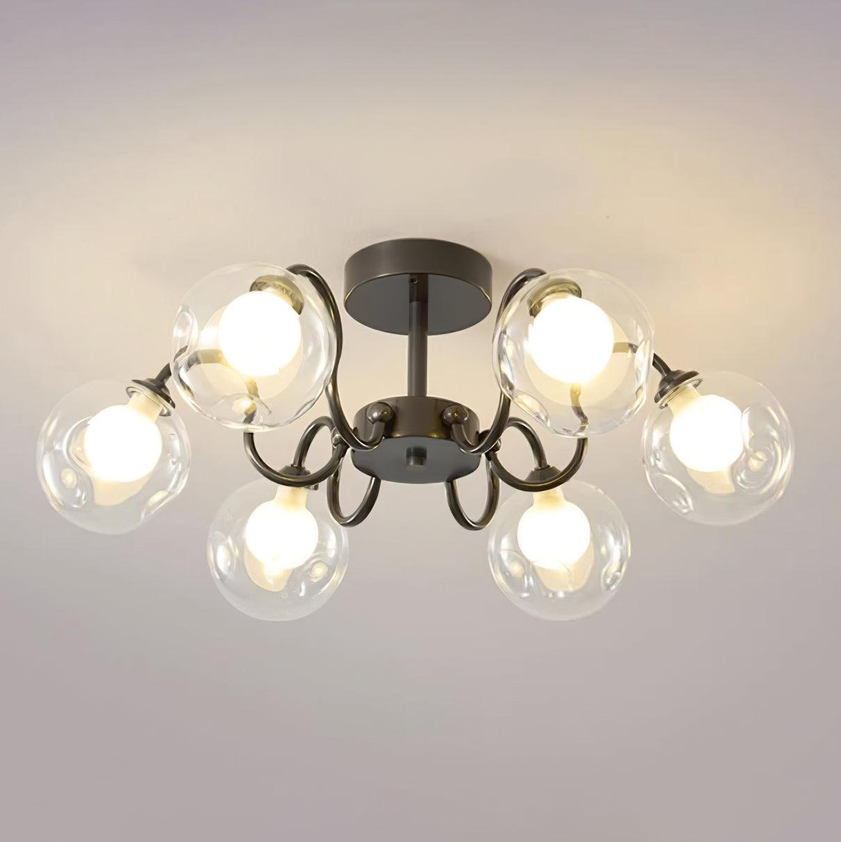 Orb Ceiling Lamp Bloom Glass Globe Arms Modern Living Room - Letslighting