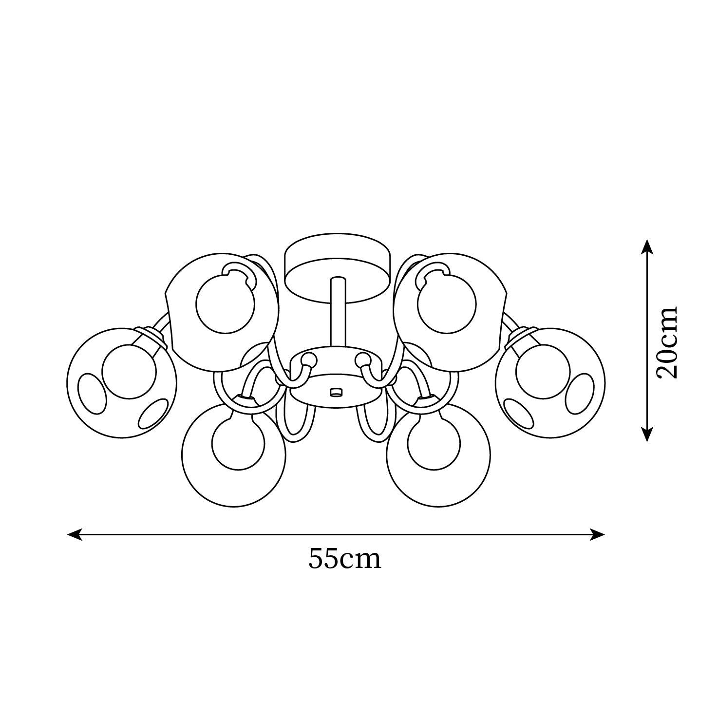 Orb Ceiling Lamp Bloom Glass Globe Arms Modern Living Room - Letslighting