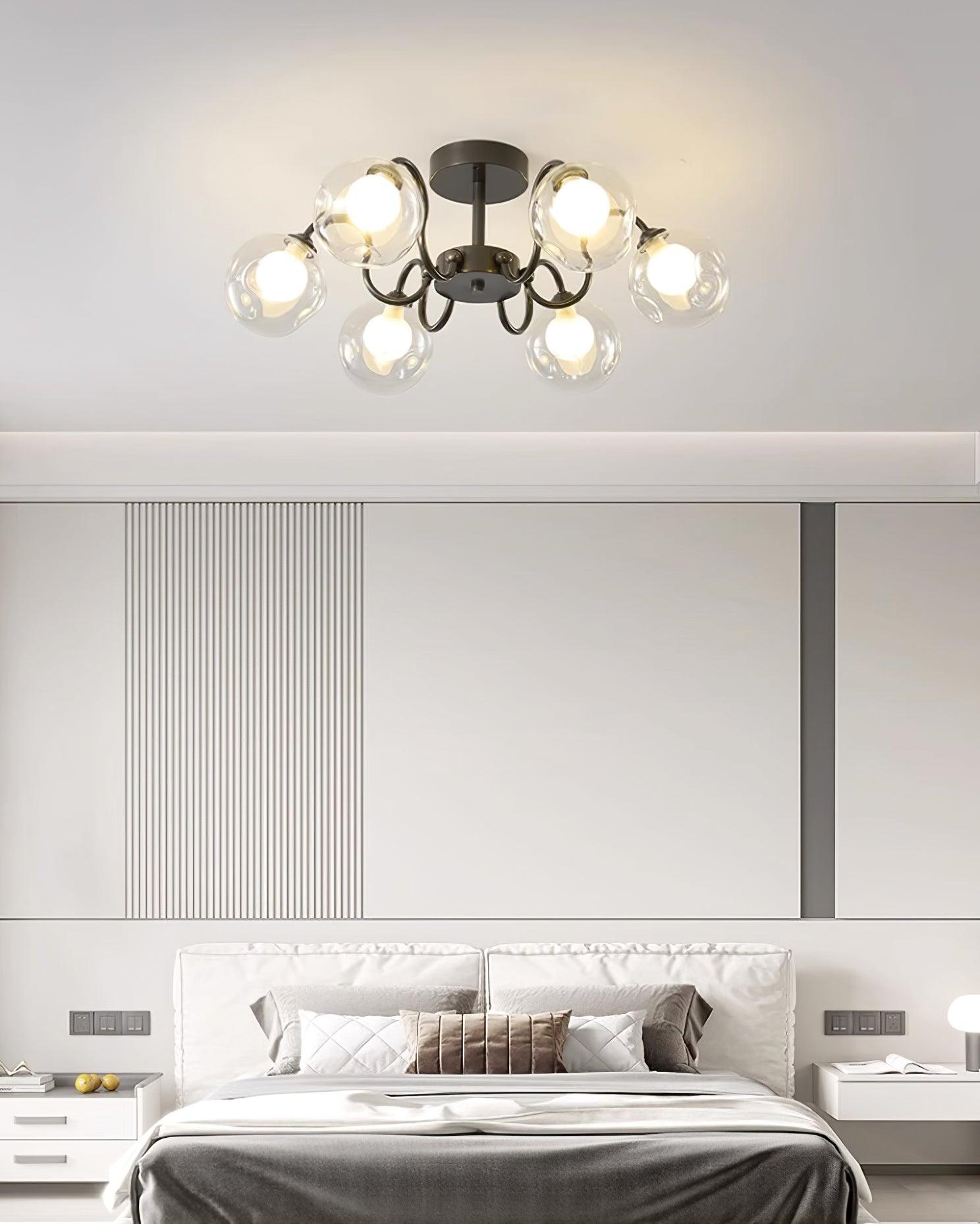 Orb Ceiling Lamp Bloom Glass Globe Arms Modern Living Room - Letslighting