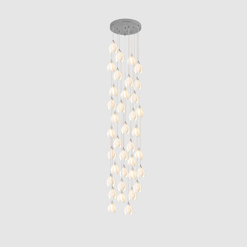 Lustra Pendant Lamp White Floral Ceramic - Letslighting