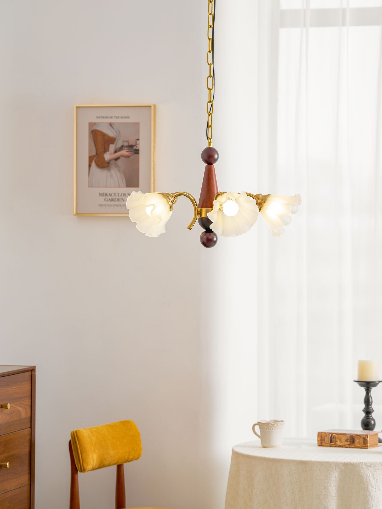Ilvinan Traditional Elegance Wood Glass Chandelier - Letslighting