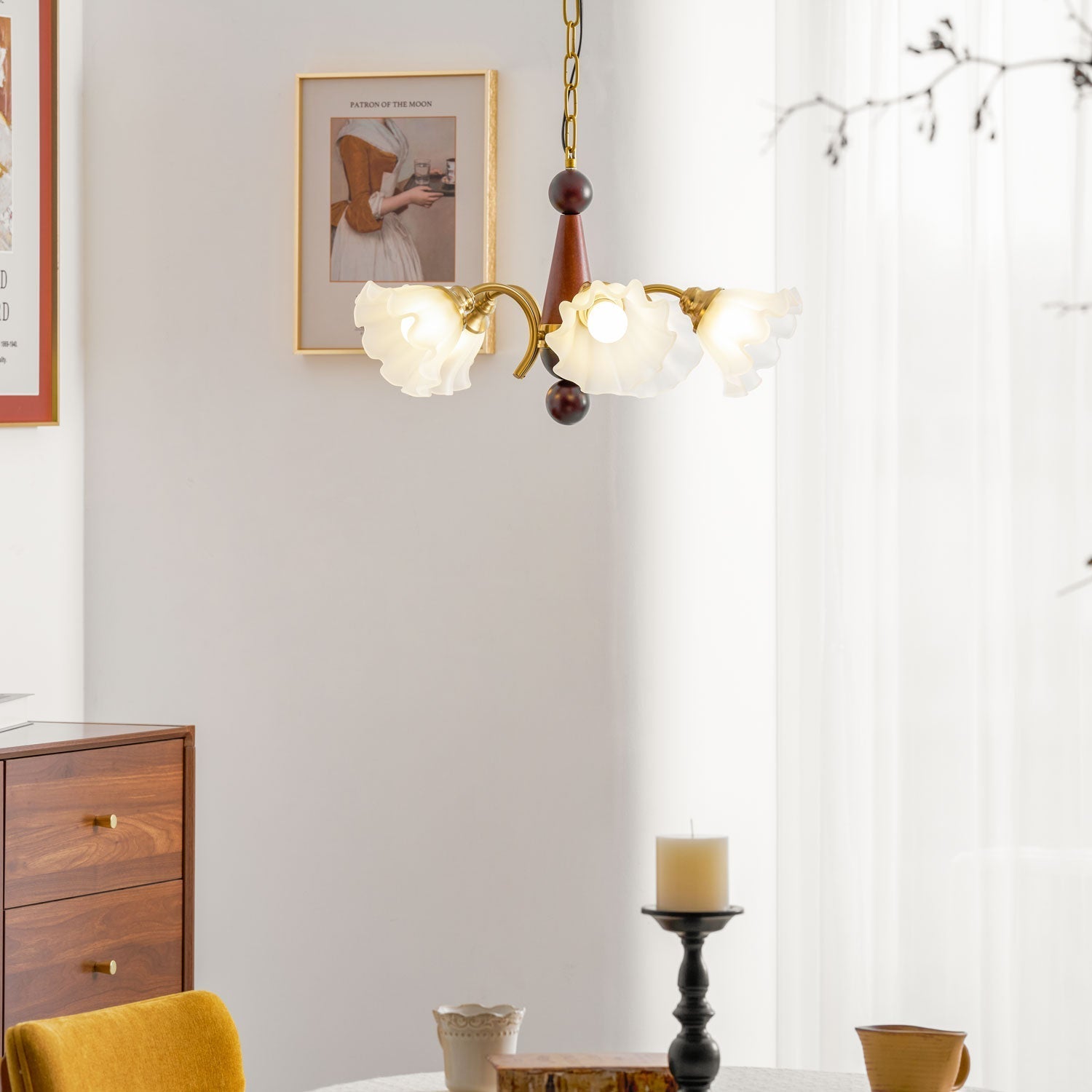 Ilvinan Traditional Elegance Wood Glass Chandelier - Letslighting