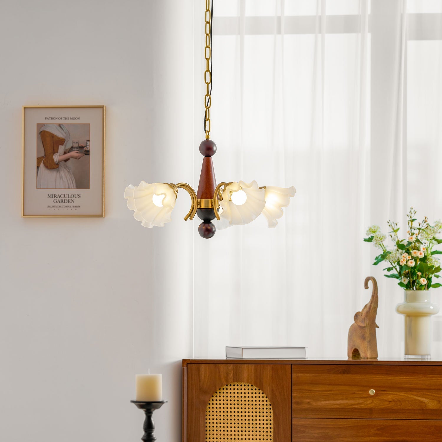 Ilvinan Traditional Elegance Wood Glass Chandelier - Letslighting