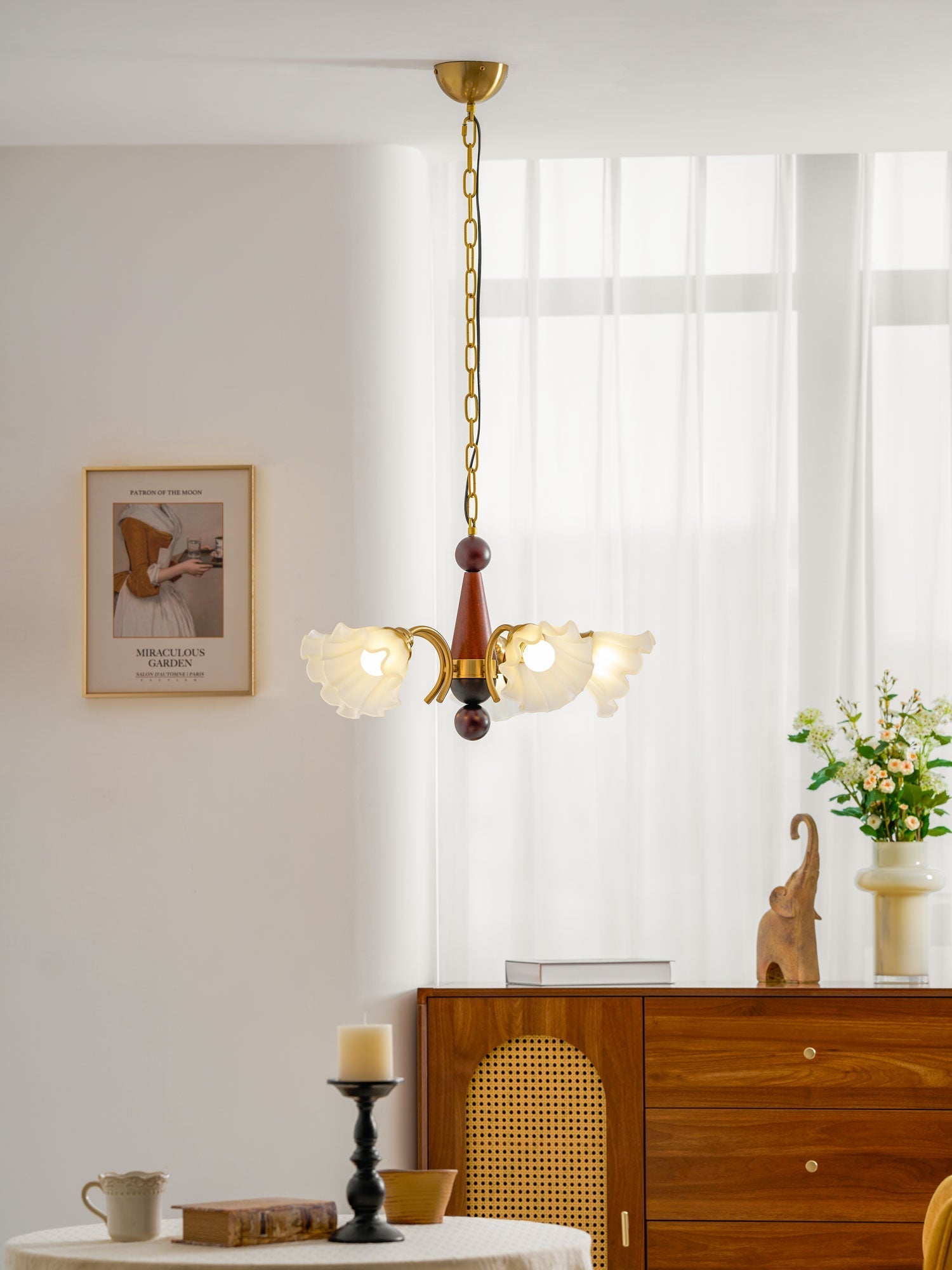 Ilvinan Traditional Elegance Wood Glass Chandelier - Letslighting