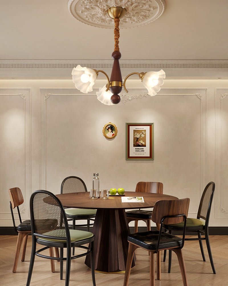 Ilvinan Traditional Elegance Wood Glass Chandelier - Letslighting