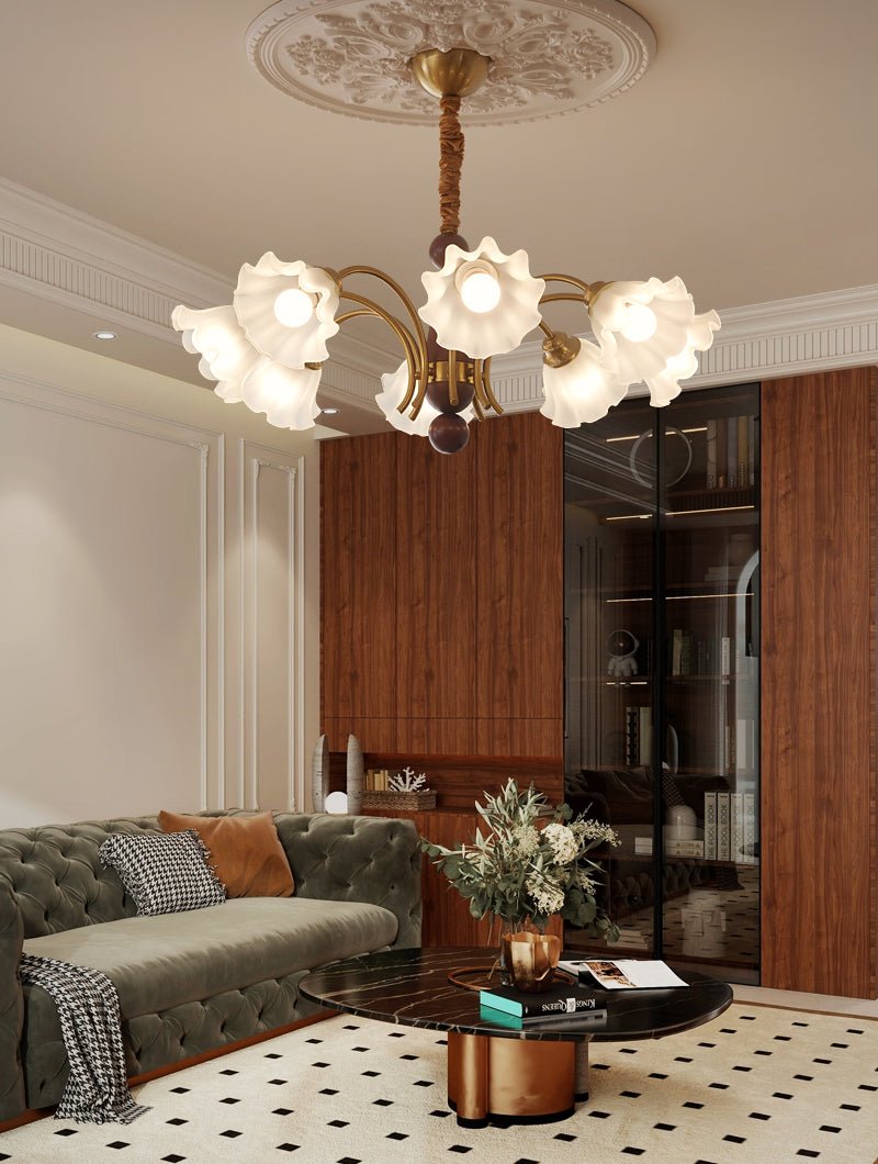 Ilvinan Traditional Elegance Wood Glass Chandelier - Letslighting