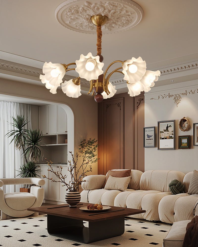Ilvinan Traditional Elegance Wood Glass Chandelier - Letslighting