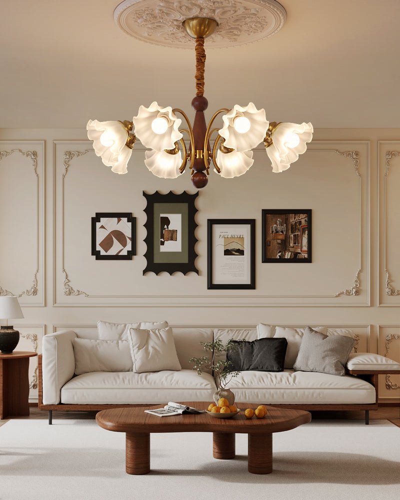 Ilvinan Traditional Elegance Wood Glass Chandelier - Letslighting