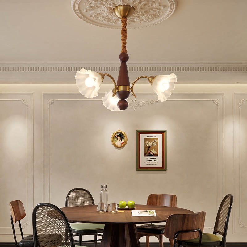 Ilvinan Traditional Elegance Wood Glass Chandelier - Letslighting