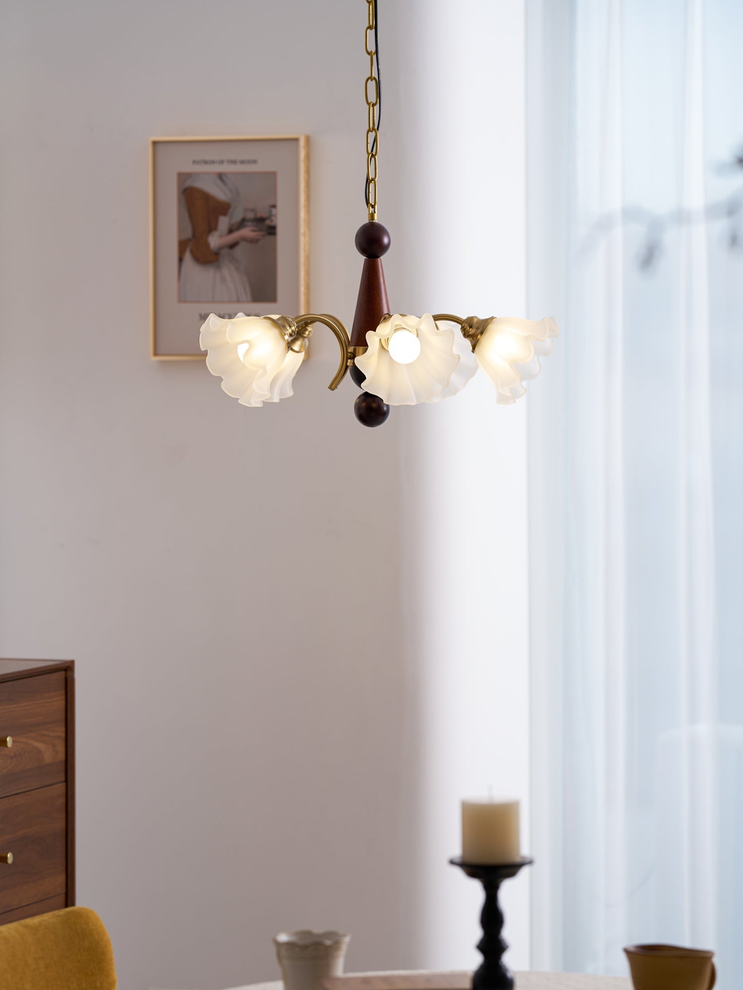 Ilvinan Traditional Elegance Wood Glass Chandelier - Letslighting