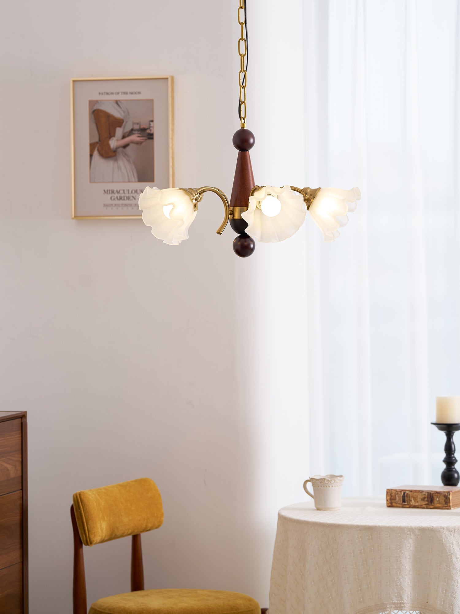 Ilvinan Traditional Elegance Wood Glass Chandelier - Letslighting